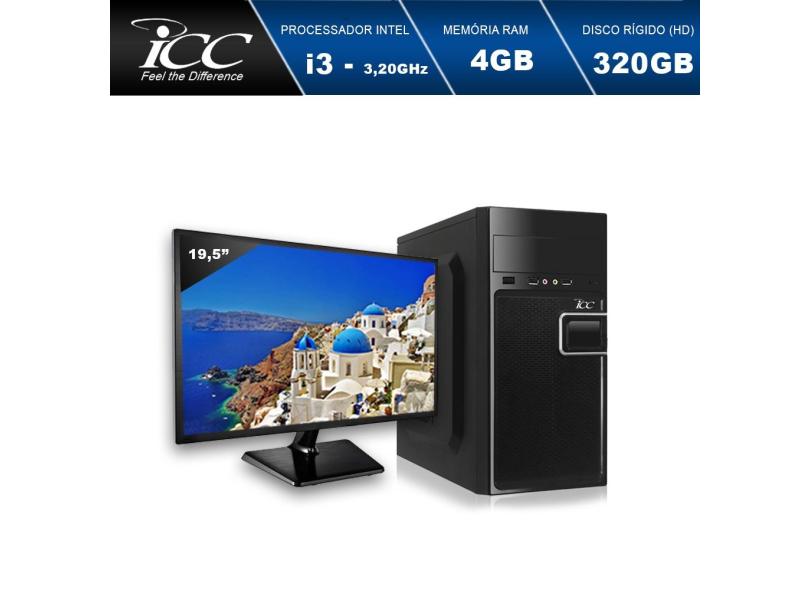 Computador Desktop ICC IV2340S3M19 Intel Core I3 3.20 ghz 4gb HD 320GB HDMI FULL HD Monitor LED 19,5"