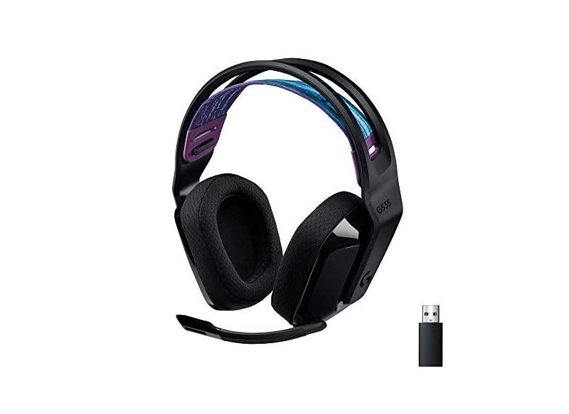 Headset Gamer Sem Fio Logitech G535 LIGHTSPEED com Almofadas com Espuma de Memória, Design Leve, Controles Integrados, Microfone Flip-to-Mute e Bateria Recarregável para PC, PS4, PS5 - Preto