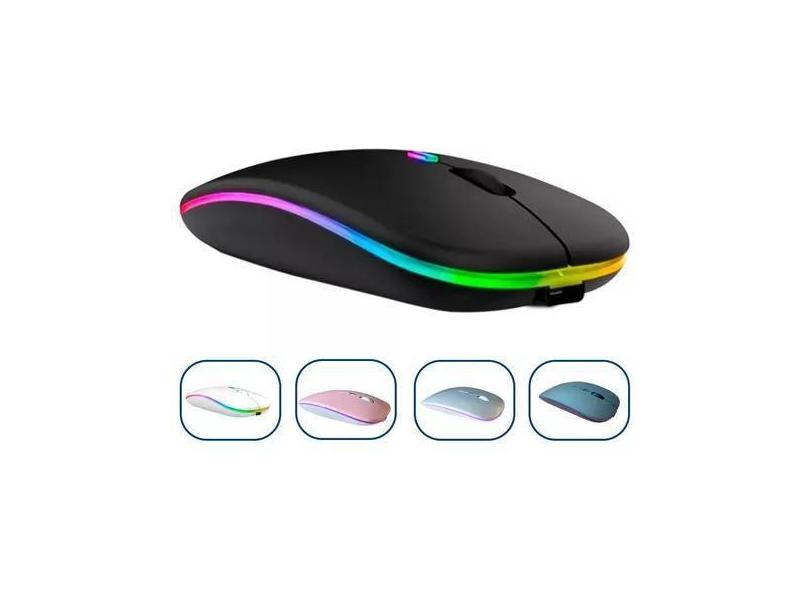 Mouse Sem Fio Para Notebook Recarregável Led Rgb - Hhos