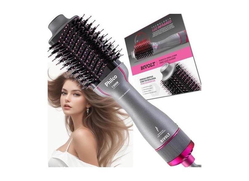 Escova Secadora Modeladora 1300W Soft Pes25sr Íon Cerâmica Tourmaline