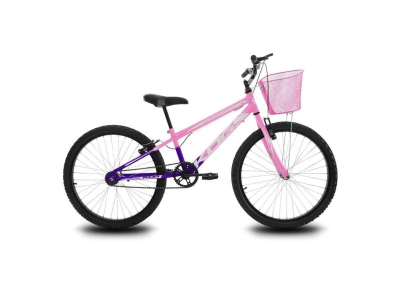 Bicicleta Infantil Aro 24 KOG Feminina com Cestinha Cor Violeta Degrade Branco