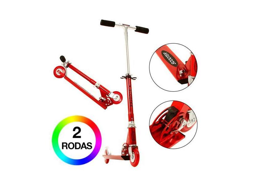 Patinete Scooter Infantil Vermelho De Alumínio - Dm Toys - Dm Radical