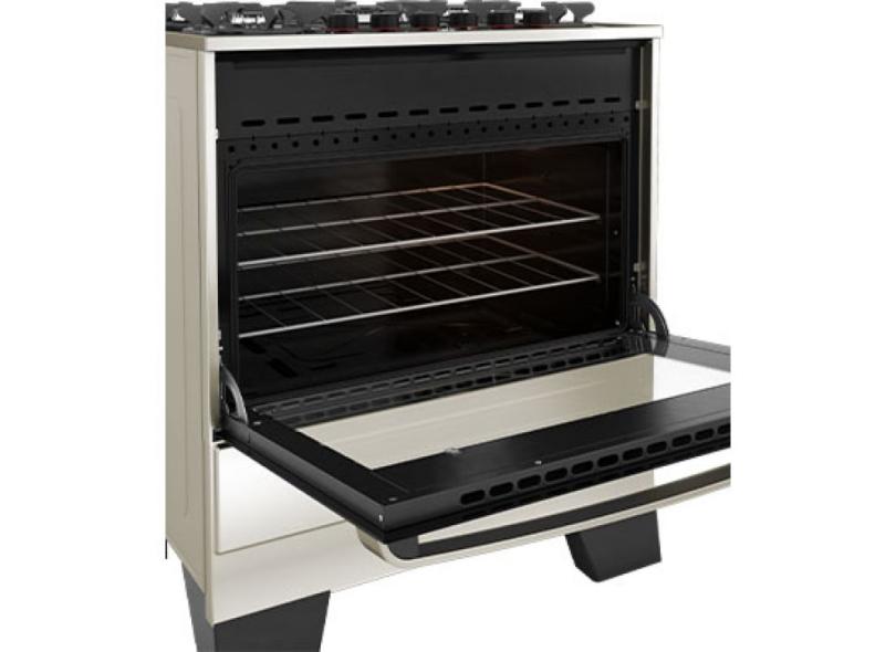 Fogão de Piso Mueller 5 Bocas Acendimento Automático Acabamento Inox Piacere Vetro