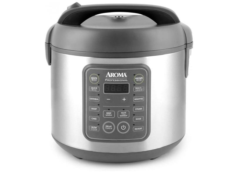 Panela de Arroz Elétrica até 20 xícaras não Cozidas com Painel de Controle, 110V 860W, Aroma Housewares 5200SG, Cinza