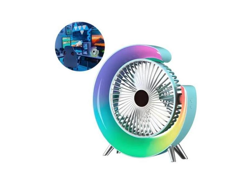 Ventilador Elétrico Colorido Rgb De Mesa Com Design Confort Alta Potên