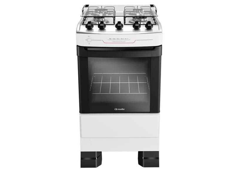 Fogão 4 Bocas a Gás Mueller MFI4BF Mesa Inox e Acendimento Automático Branco Bivolt