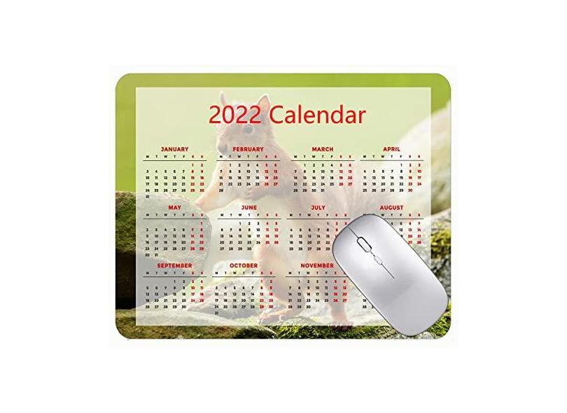 Mouse pad para calendário 2022, mouse pad para jogos, mouse pad para escritório, esquilo, pedras, tapete para escritório