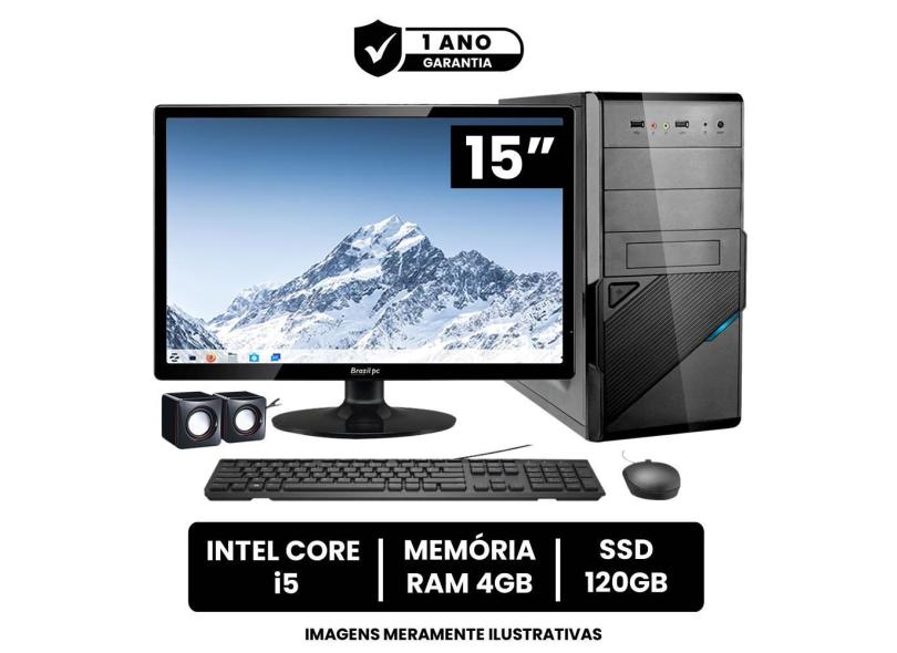 Computador Completo Intel Core I5 4gb de Ram Ssd 120gb Monitor Led 15 Hdmi