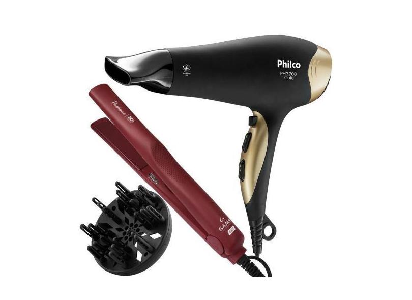 Secador De Cabelo Philco 3700P Ion Emborrachado Preto Ar Quente E Frio