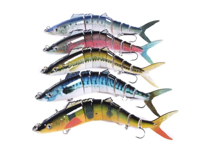 Lotto 10 Esche Da Pesca Multigiunto – 8 Segmenti – Wobbler Bionico 10 Cm 11 G – Per Bass, Lucci, Trote E Salmoni