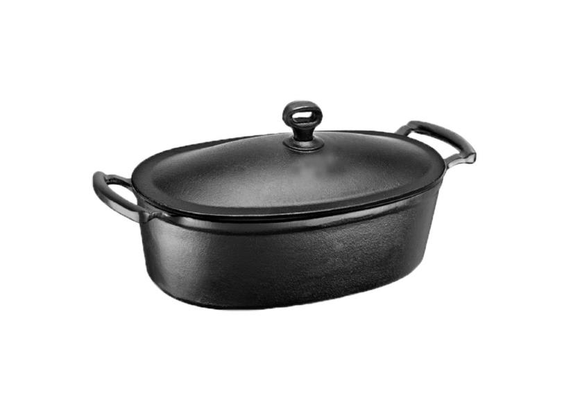 Caçarola De Ferro Fundido Oval Com Alça Tampa De Ferro 5,0 L