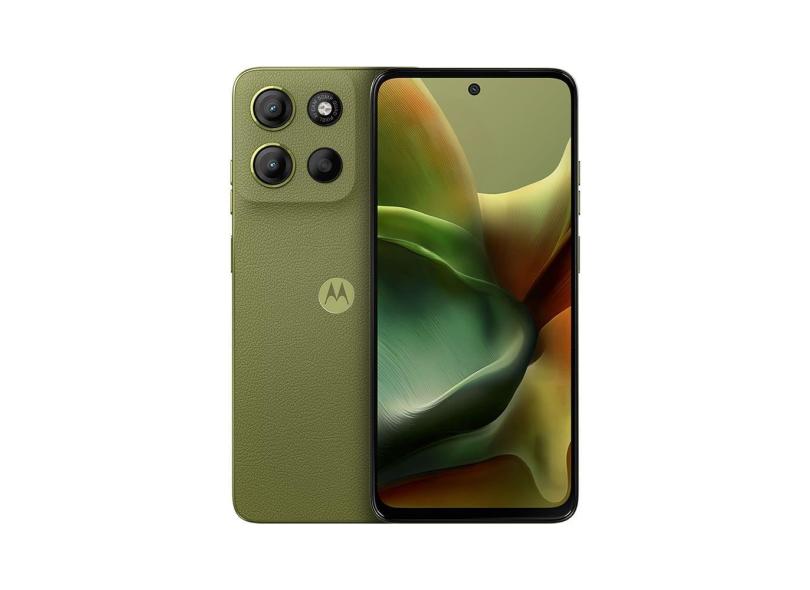 Smartphone Motorola Moto G15 Verde Vegan Leather com 256GB, 12GB RAM Boost, Tela 6.7”, Câmera principal 50 MP e Processador Octa-Core