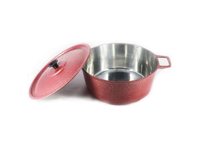 Caçarola Panela Craqueada Alumínio E Tampa  34Cm