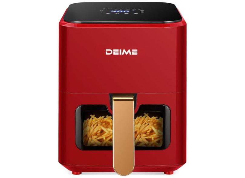 Fritadeira Elétrica AirFryer 4.2L com Painel Digital e 7 Predefinições, 110V 1200W, Deime, Vermelha