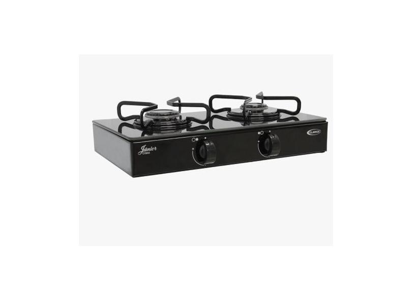 Fogão Gás Mesa Junior 2 Bc Glass ARR Preto c/ Vidro Preto -Manual - CL