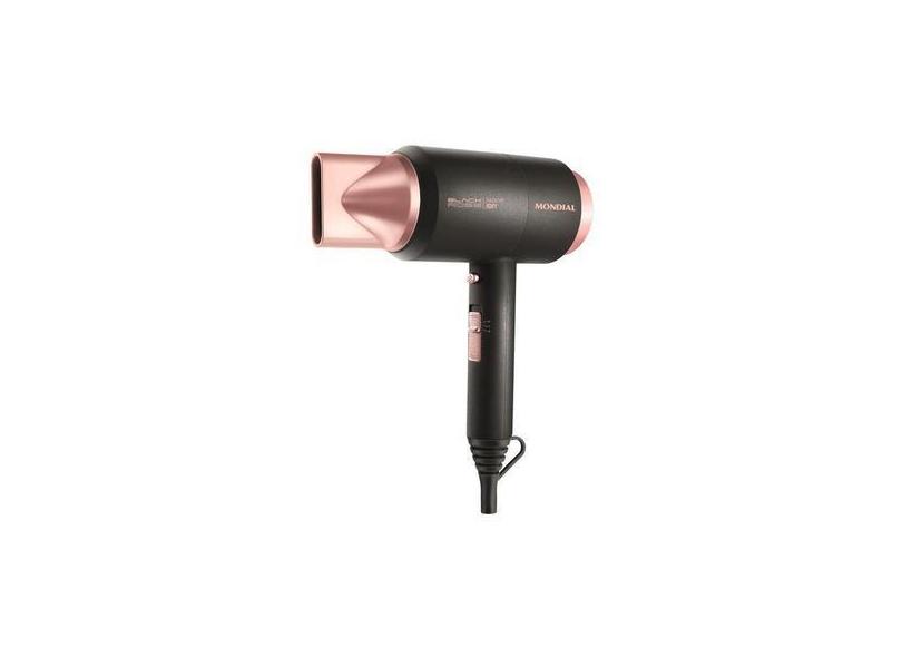 Secador De Cabelo Mondial Preta Rose Ion Sc 38 1900W 220V Preto E Rosa