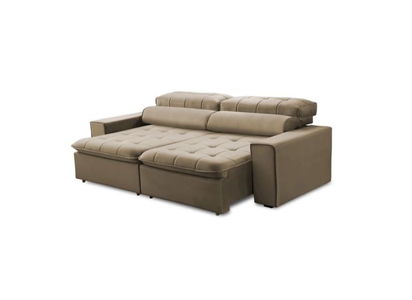 Sofá 4 lugares Reclinável Retrátil Suede Atenas 250cm Gloriosa Fênix