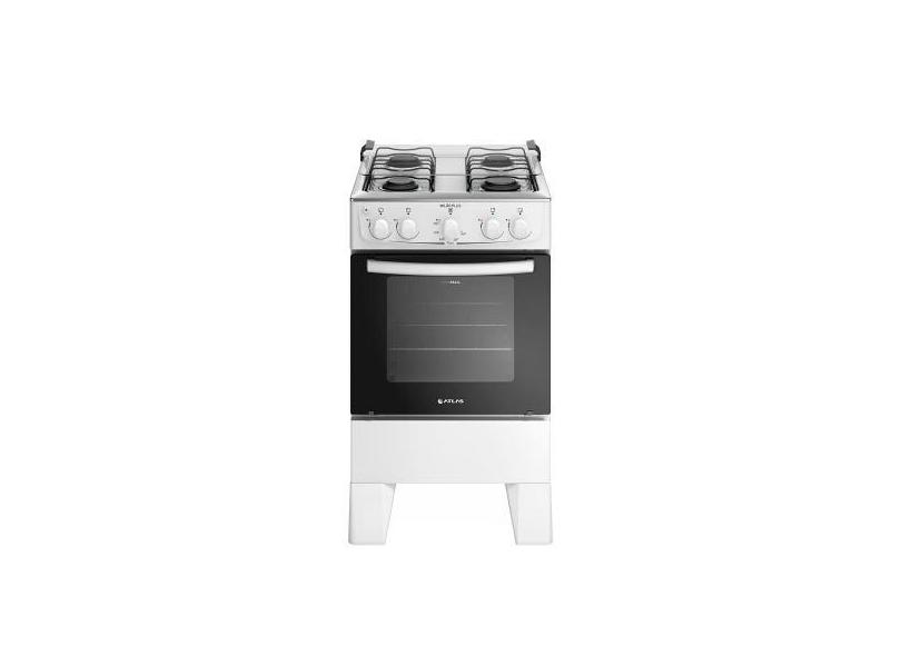 Fogão 4 Bocas Com Mesa Inox Atlas Milão Plus Bivolt, Branco, Bivolt