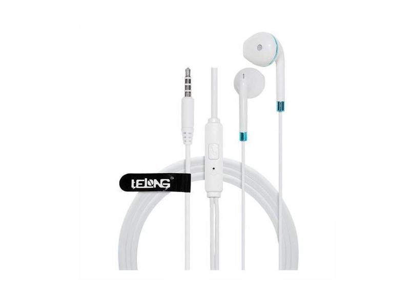 Fone De Ouvido Lelong Com Microfone Sem Ruído Le-0218 Branco Com Azul