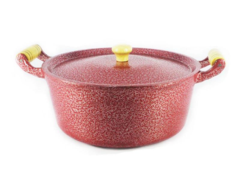 Caçarola Panela Reta Craqueada De Alumínio Alça Madeira 45Cm