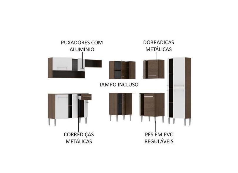 Cozinha Completa 15 Portas 1 Gaveta Emilly Madesa