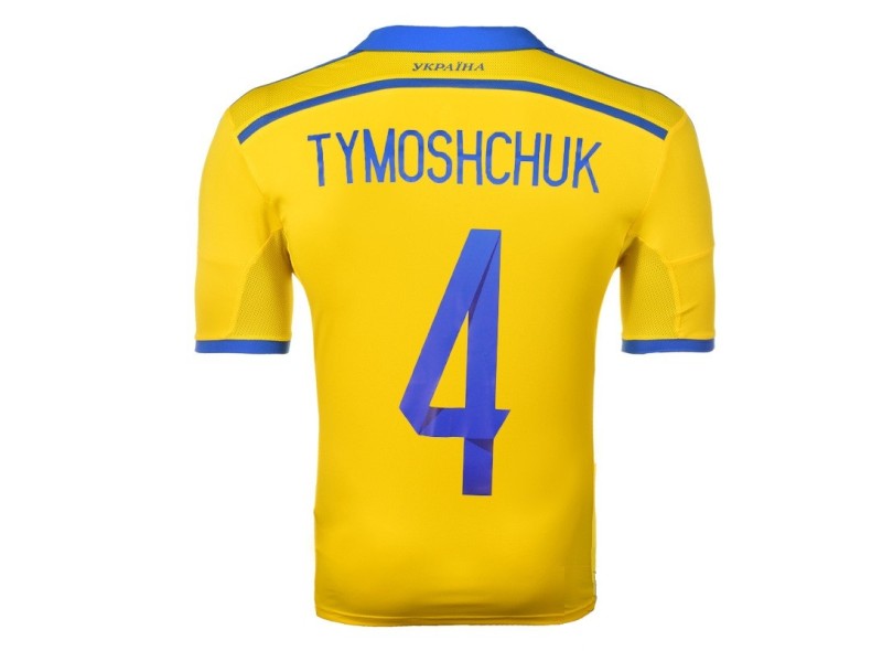 Camisa Jogo Ucrânia I 2014 Tymoshchuk nº 4 Adidas