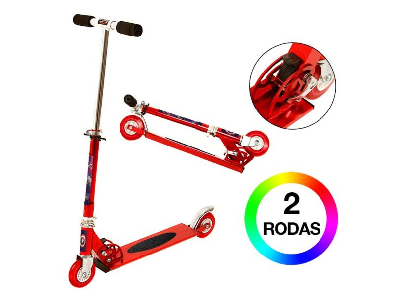 Patinete Capitão América Duas Rodas Vermelho de Alumínio