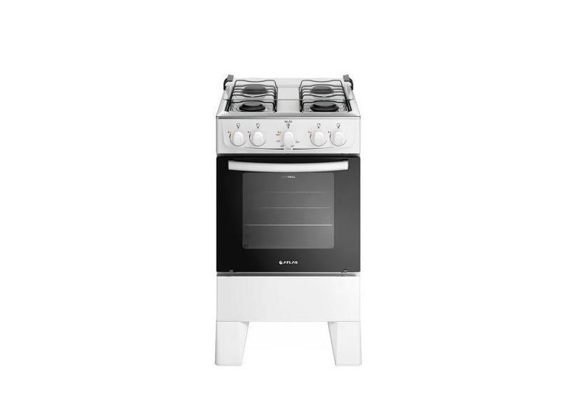 Fogão de Piso Atlas Milão 4 Bocas com Mesa Inox, Branco