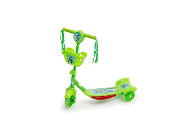 Patinete 3 Rodas Infantil Musical Com Luzes E Cesta Robot Car Verde