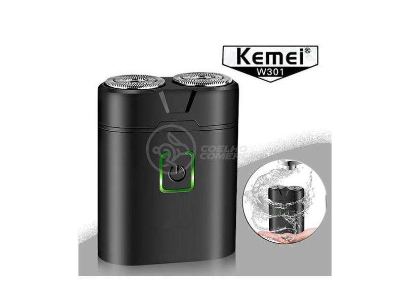 Mini Barbeador Recarregável Kemei Professional W301 Portátil Aparador