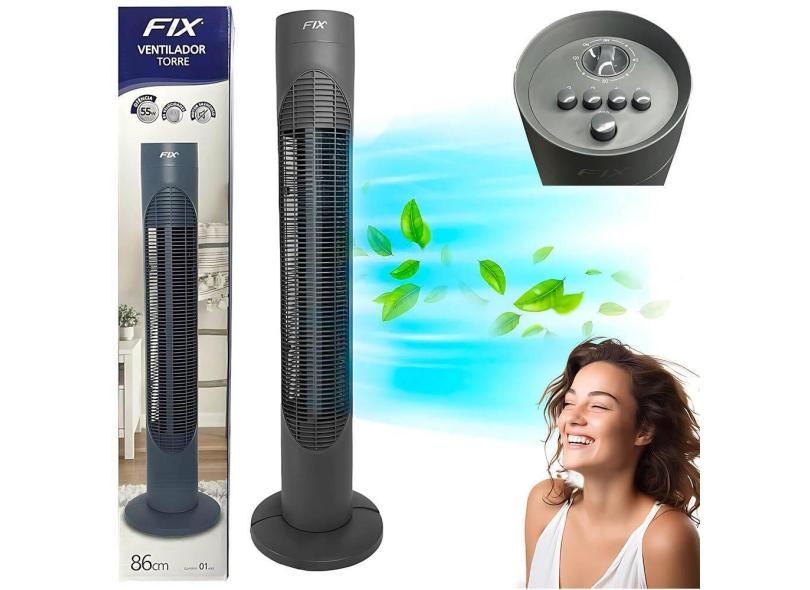 Ventilador de Chão Torre Silencioso 3 Velocidades Calor Verão Ar Refrescante 86cm 