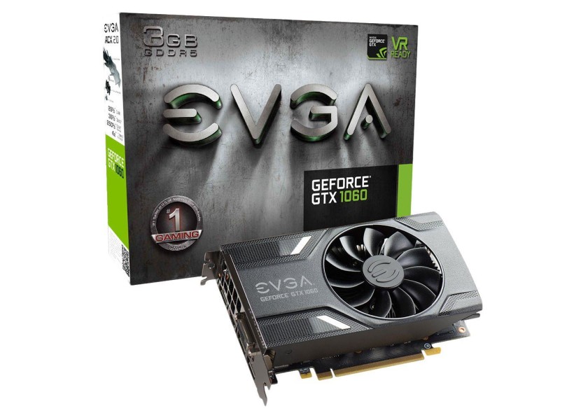 Placa de Video NVIDIA GeForce GTX 1060 3 GB GDDR5 192 Bits EVGA 03G-P4-6160-KR