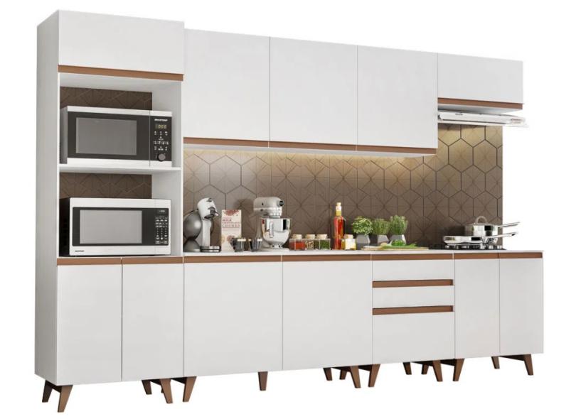 Cozinha Completa 3 Gavetas 11 Portas para Micro-ondas / Forno para Cooktop Reims 320002 Madesa