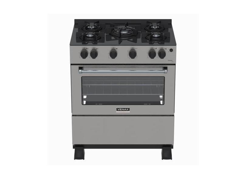 Fogao 5 Bocas Venax Gaudi Line Inox Gas Glp, Bivolt