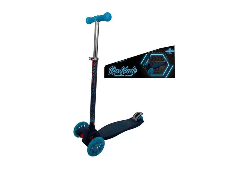 Patinete Infantil 3 Rodas Led Dark Laser Preto e Azul