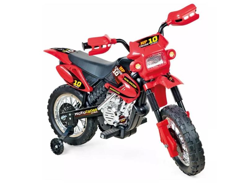 Mini Moto Elétrica Homeplay Motocross Vermelha 6V 244