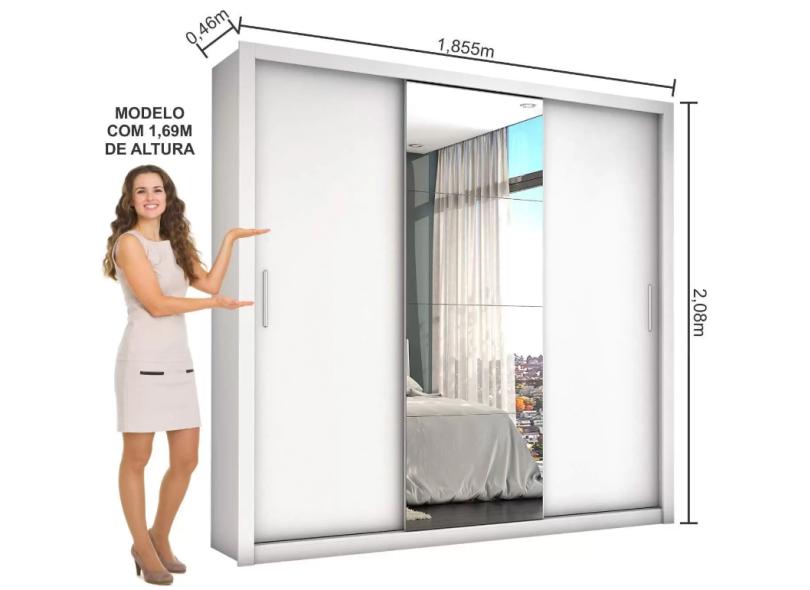 Guarda-Roupa Casal 3 Portas 4 Gavetas com Espelho Max Plus Siena Móveis
