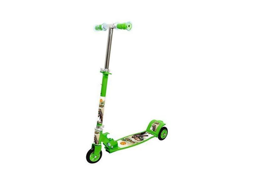 Patinete Infantil Ajustável Dinossauro Verde Até 50Kg - Dm Toys