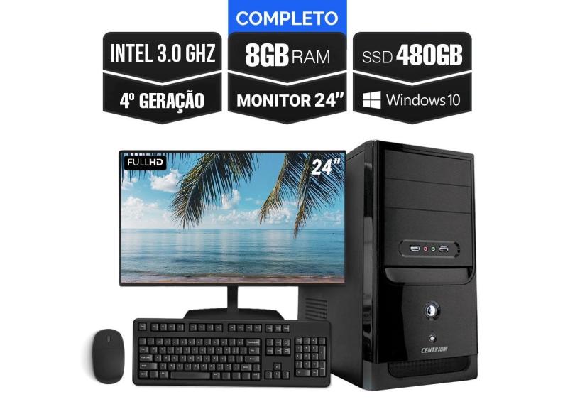 Computador Completo Intel 3.0 8Gb Ssd 480Gb + kit