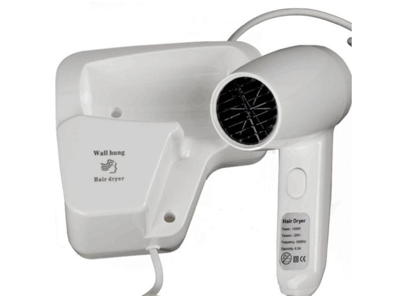 Secador de cabelo de parede Hotel Casa Con Holder 1200W 220V Branco