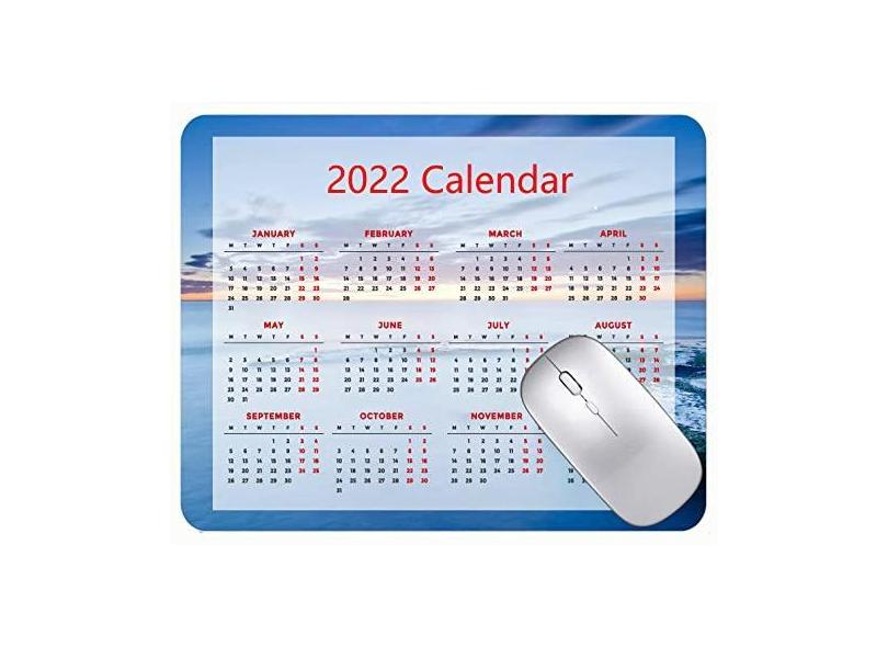 Mouse pad para jogos com calendário 2022 Espanha Valencia Stones Moss Mouse pad com bordas costuradas