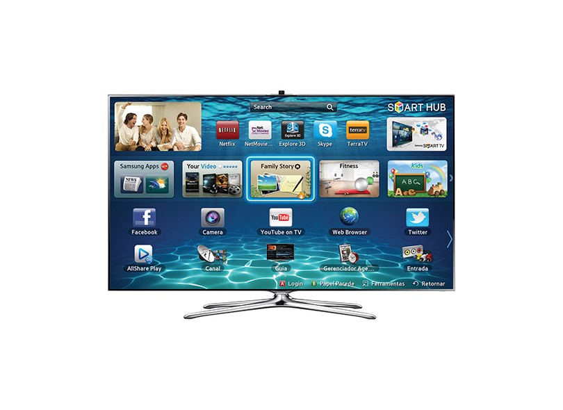 TV LED 55" Smart TV Samsung 3D Full HD 4 HDMI Conversor Digital Integrado UN55F7500