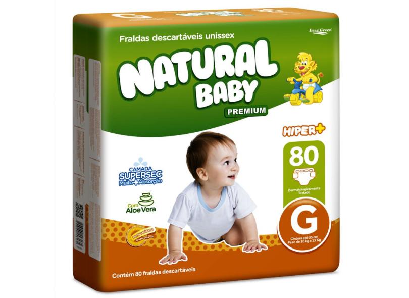 Fralda Natural Baby Premium G Hiper 80 Und 10 - 13kg