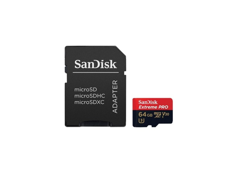 Cartão de Memória Micro SDXC com Adaptador SanDisk Extreme Pro 64 GB SDSQXXG I V30