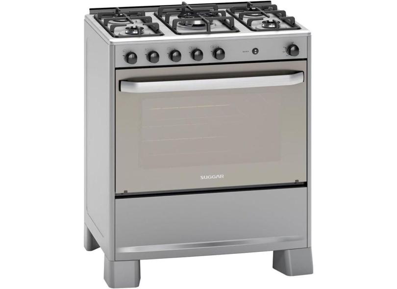 Fogão Suggar 5 Bocas Mesa de Inox Prata FGISL510PRIX Bivolt