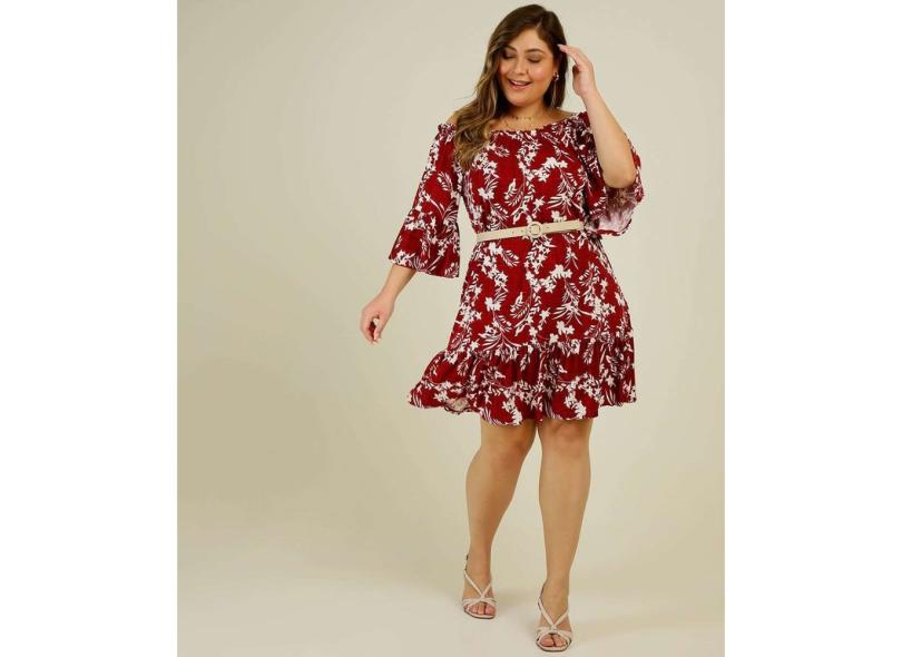 Vestido Plus Size Feminino Ciganinha Floral Marisa