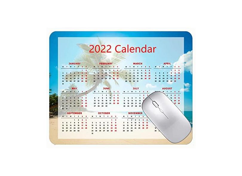 Mouse pad colorido para calendário 2022 ano 2022 Caribe Sea Beach Palm base de borracha antiderrapante