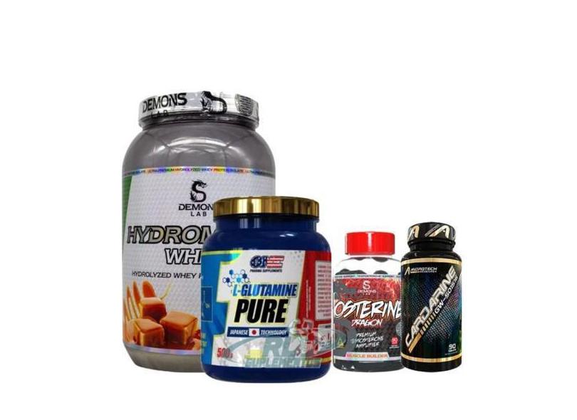 Combo Whey Protein Hidrolisado 900G Demons + L-Glutamine 500G + Osta ...