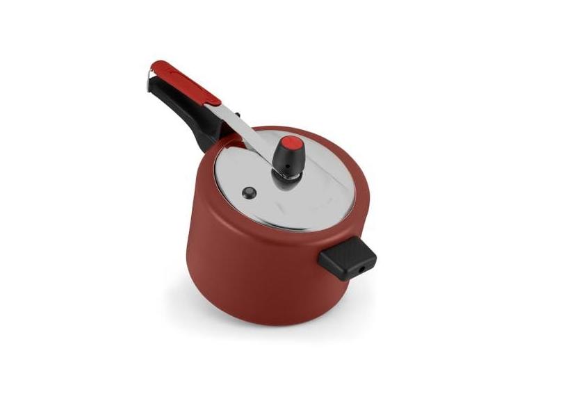PANELA DE PRESSÃO FECHAMENTO INTERNO 4,5 LTS AA VERMELHO TAMPA POLIDO
