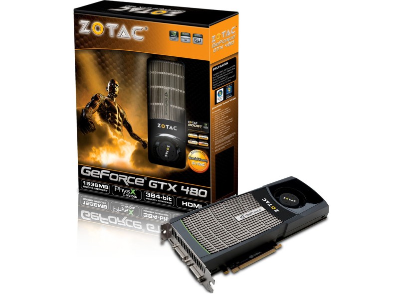Placa de Video NVIDIA GeForce GTX 480 1.5 GB DDR5 384 Bits Zotac ZT-40101-10P